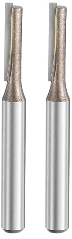 sourcing map 2pcs Straight Router Bit 1/4 Inch Shank 13/64 Cutting Dia, 2 Flutes 0.79 Inch Cutting Length YG6 Carbide Cutter with PTFE Heat Resistance Coating, Woodworking Grooving Trim Bit