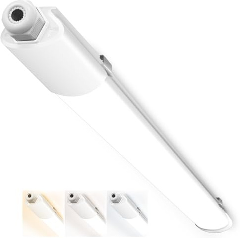 Peasur Feuchtraumleuchte LED 60CM, 3000K/4000K/6500K LED Deckenleuchte Röhre 18W 1980LM Leiste Flach, IP65 Wasserfest Lampe Lichtleiste für Werkstattlampe Kellerlampe Leuchtstoffröhre
