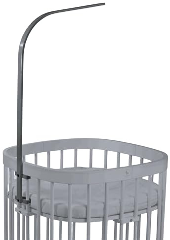 tweeto® Barre de ciel de lit en hêtre massif - Accessoires pour lit bébé/lit d'enfant - Support de baldaquin en bois - Montage sans outils - Certifié FSC (gris)
