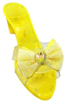 KiBcsLic Sandales en Gelée pour Filles, Sandale Gel Confortable Respirante, Shoes Décorées Cœurs et Nœuds, Sandales à Talon Compensé pour Fêtes à Thème et Jeux de Rôle, Jaune