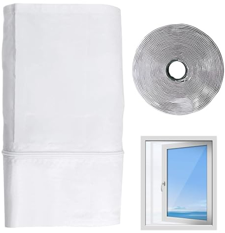 Ylnailky Kit de ventilación portátil para ventana de CA, sello de ventilación con cremallera y cierre adhesivo, accesorios de sellado de aislamiento de intercambio de aire para apartamento, hogar