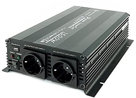 SOLARTRONICS Spannungswandler NM1500 12V 1500 Watt SCHWARZ - 3000 Watt Spitzenleistung - Wechselrichter 12v auf 230v - Blei- oder AGM-Batterie kompatibel - mit Schuko- & USB Anschluss