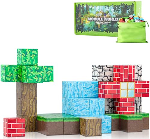 ECHOBUY Blocchi da costruzione magnetici, 48 pezzi, blocchi magnetici, magneti per bambini, giocattoli creativi a partire da 3, 4, 5, 6, 7, 8, 9 anni, gioco magnetico, giocattolo regalo per ragazzi e