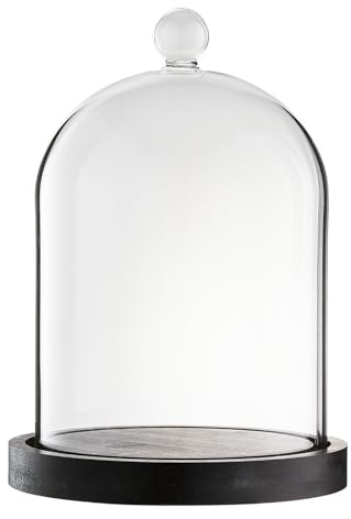 BUTLERS Glasglocke Glas/Bambus Ø 13cm H 20cm -Dome- Kerzenhaube für Duftkerzen | Dekorativer Kerzenbehälter