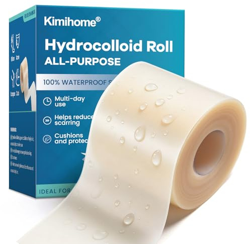 Kimihome Bende idrocolloidali in gel – 6,5 x 3 m cerotto idrocolloide con autoadesivo – tagliato su misura, nastro ultra assorbente per vesciche, cura dell'acne, kit di primo soccorso essenziale da