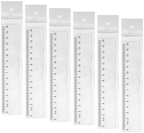 HUZNA Lot de 6 Règles en Plastique Transparent de 15 cm,Petite Règle de Mesure,Graduations En Centimètres, pour étudiants, école, Enfants, Salle de Classe,Bureau