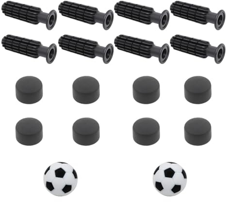 Ersättningshandtag för bordsfotboll – 8- set med tandade handtag, 32 mm kulor, rörlock, fotbollshandtag | bordsfotboll reservdelsset, reparationstillbehör för underhåll av barnlekbord inomhus
