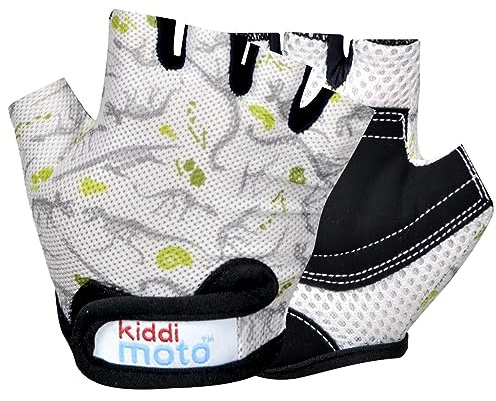 KIDDIMOTO Guanti da Bicicletta per Bambini/Ragazzo/Ragazza - Guanti Ciclismo Corto Mezze Dita - M (4-8 Anni) - Fossile