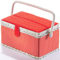 Kobolo Nähkästchen Nähkorb Nähkörbchen Nähkasten - rot Punkten Streifen - 28x18x16 cm