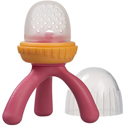 B.BOX – Ciuccio sgranocchiatore bambino a treppiede – Ciuccio scoperta cibo per bambini 4 mesi+ silicone di qualità alimentare sicuro per frutta verdura in pezzi – Strawberry