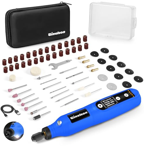 GINELSON Cordless Rotary Tool, 5 Variable Speed Mini Rotary Tool Kit with 70 Accessories, 3.7V Type-C Charging Power Rotary Tool for Engraving, Sanding, Polishing, Carving, Cutting, DIY Crafts