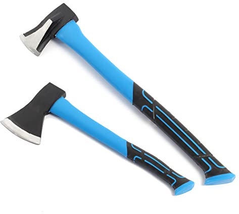 XPOtool Juego de 2 hachas de Mano 1000g Mango Fibra de Vidrio Hoja de Acero al Carbono Madera leña