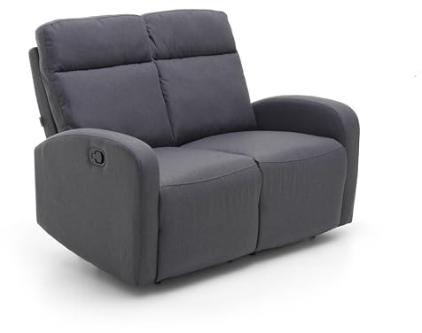 Totò Piccinni Divano SHELL Relax Reclinabile Imbottito con Braccioli e Poggiapiedi (Blu Jeans, 2 Posti)