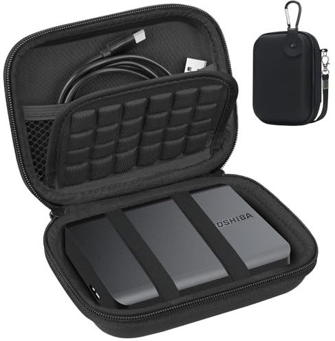Lacdo extern hårddiskfodral Hårddiskfodral för Toshiba Canvio Basics/Canvio Flex/Canvio Advance/Canvio Gaming Portable External HDD 1TB 2TB 3TB 4TB USB 3.0 Skyddsskydd Stötsäker Vattentät, Svart+Svart