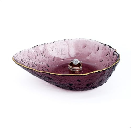 BIHOIB Vassoio per gioielli a forma di goccia, piatto decorativo in vetro, vassoio moderno per vanità, viola cristallo