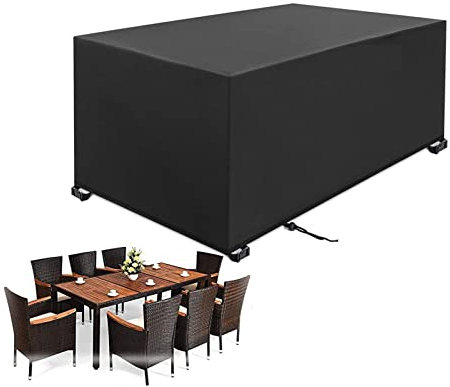 PDSYCB Housse De Protection Salon De Jardin 280x120x80cm Résistante à l'hiver et imperméable, Robuste, 420D Oxford Tissu Housse de Table de Jardin avec Corde et Boucle Verrouillage