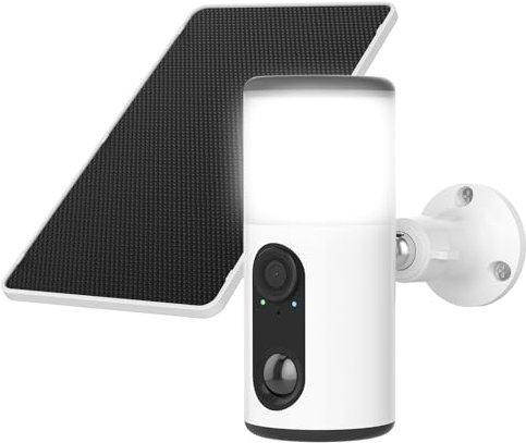 ANRAN 2K Solar Überwachungskamera Aussen mit Flutlicht,3MP Sicherheitsleuchte mit Kamera überwachung aussen WLAN, Farbnachtsicht,PIR-Bewegungsmelder ＆Alarm,2-Wege-Audio,IP66 Wasserdicht,Für Alexa