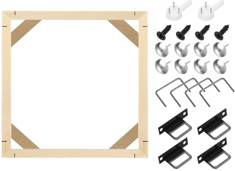 sourcing map 25 x 25cm Canvas Stretcher Bars, Wood Canvas Frame Kit Canvas Stretcher Frames DIY Stretcher Bars for Oil Paintings Prints Posters Home Decor