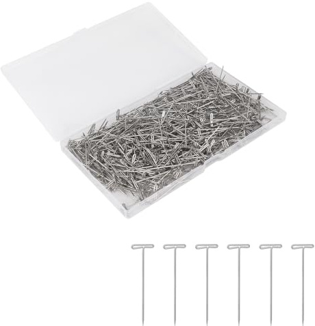 500pz Spilli a T, 45mm Spilli per Parrucche in Metallo Aghi Cucito Lavori Fai da Te Creazione Gioielli per Parrucche Forniture Appendere Quadri (Argento)