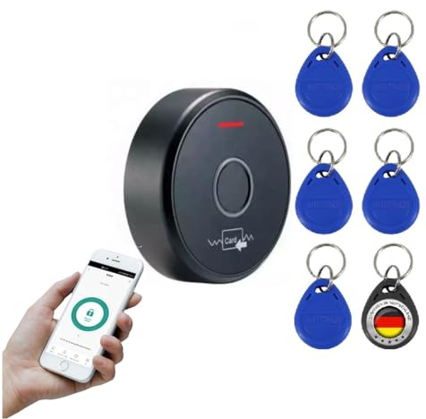 MATHFEL Smart Lock Sistema de acceso con huella dactilar y RFID – Cerradura electrónica para puerta de entrada, IP66, código y transpondedor, Cerradura eléctrica para exterior, cerradura inteligente