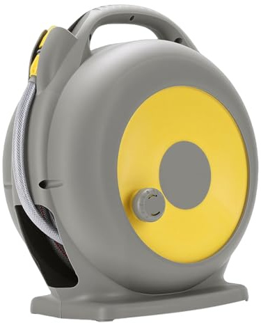 Luocute Einziehbarer Gartenschlauchaufroller, 15 M, Leichter, Flexibler Schlauch mit 10 Sprühmodi, Rutschfeste Düse, Gartenschlauchaufroller Zum Bewässern von Autos, Waschen, Baden von