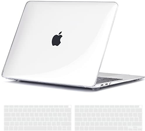 TECOOL Hülle Kompatibel mit MacBook Air M1 (A2337) / MacBook Air 13 Retina 2020 2019 2018 (A2179 A1932), Ultradünne Schutzhülle Hartschale Case mit Tastaturschutz (EU Layout), Kristall Transparent