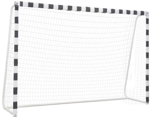 vidaXL Fußballtor für Erwachsene Kinder Fußballnetz Fussballtor Torwand Goal Fußball Netz Tor Tornetz Fußballtornetz 300x200x90cm Metall Schwarz Weiß