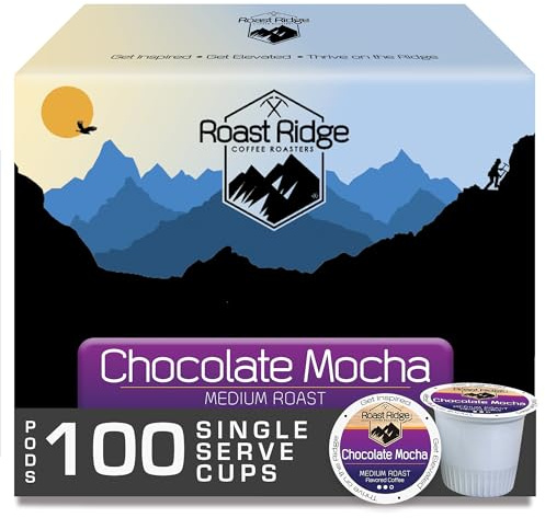 Roast Ridge Single Serve Coffee Pods for Keurig K-Cup Brewers, Chocolate Mocha, Medium Roast, 100 Count