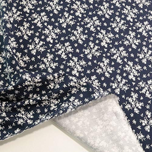 TOLKO 50cm Baumwollstoff Meterware Oeko-Tex Baumwolle | Bunte Blumen Muster | weiche Baumwoll-Popeline zum Nähen Dekorieren | Kleiderstoff Dekostoff Bezugsstoff Meterware (Blau Weiß Blume)