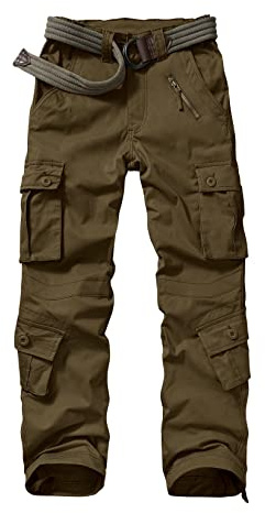 XNMAYA Cargo Pants for Women, Military Army Camo Combat Trousers,Work Camping Hiking Casual Pants with Pockets Brown US 14