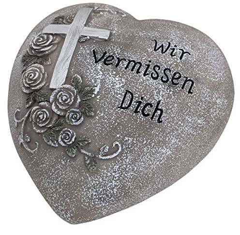 PrimoLiving Grabschmuck Gedenkstein Grabstein (XL Herz Wir vermissen Dich)