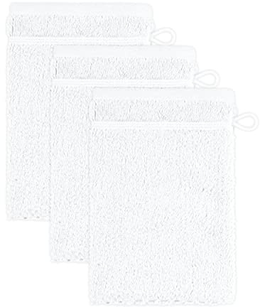 Frottana Pearl Snow - Manoplas de baño (15 x 20 cm, 100% algodón, 3 Unidades)