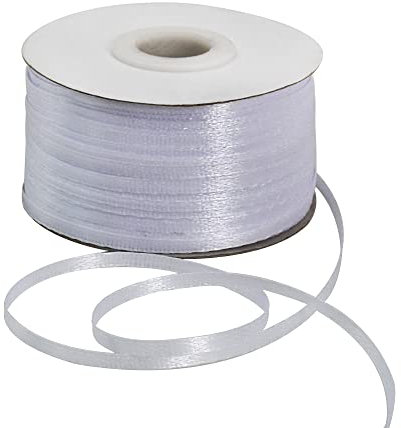 3mm x 200 m, weiß, dünnes solides Satinband doppelseitig gewebtes Bänder zum Basteln Aufhängen von Etiketten Einladungskarten Luftballons Blumenstrauß Haare Geschenkverpackung Party-Dekoration