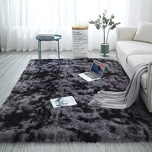 Tapis de Salon Grand intérieur, Confortable et Doux Moderne Tapis à Manger antidérapant Tapis à Poils Longs Shaggy Convient pour la Chambre à Coucher Studio Chambre d'enfant Gris foncé 160 x 200 cm