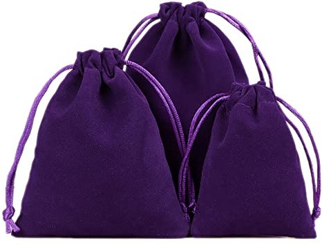 12 sacchetti in velluto, piccoli sacchetti in tessuto con coulisse, sacchetti regalo in velluto, da riempire per gioielli, matrimoni, Natale, compleanni, feste, 12 x 15 cm, viola