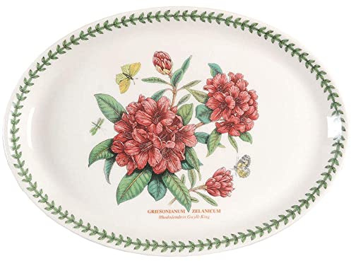 Portmeirion Botanic Garden Oval Steak Platter, Rhododendron Gwyllt King
