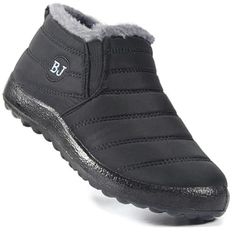 RINDE Stivali Invernali Boojoy Stivali da Uomo Scarpe Invernali per Uomini Stivali da Neve Impermeabili Maschi Caldi Invernali-Nero-41