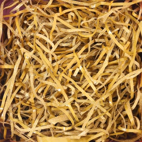 HXJDAM 150g Gold Shredded Tissue Paper, Gold Shredded Paper for Gift Boxes, Soft to the Touch, Excellent Gift Packaging Filler and Hamper Filling