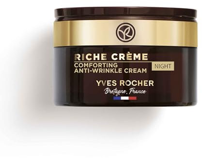 Yves Rocher RICHE CRÈME - Crema Facial de Noche Antiarrugas - Cuidado Nocturno Anti Edad para Mujeres - Con Aceite de 1000 Rosas para una Regeneración Celular Intensa - 50ml