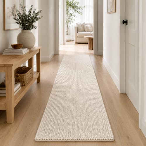 Scandilivin Homes Wool Cotton Knit Popcorn Runner Rug- Ivory (2.5' x 8')