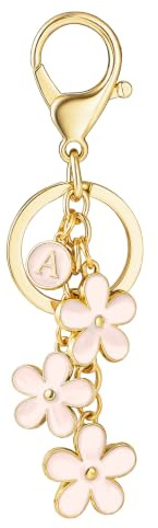 SELOVO Initial A Key Chain Cute Keychain Lovely letter Pink Keychain for Girls Women