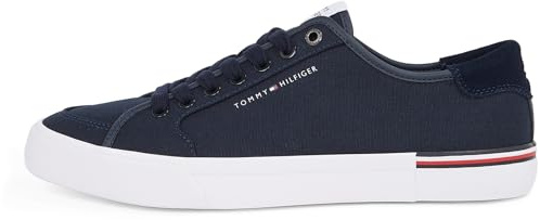 Tommy Hilfiger Sneaker con Suela Vulcanizada Hombre Core Corporate Canvas Low Top, Azul (Desert Sky), 43
