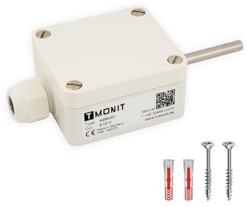 Außentemperatur-Messumformer 0-10 V oder 4-20 mA | einstellbarer Messbereich | Made in Germany | 3 Jahre Garantie | schnelles Ansprechverhalten, PT1000 Sensor, IP65, Industrie, Heizung, Lüftung