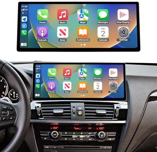Road Top CarPlay Car Radio Coche, 12,3 Pulgadas Pantalla Táctil de para BMW X3 X4 Serie F25/F26 con NBT Sistema (2013-2016 Año), Estéreo de Coche con Bisel Estrecho para CarPlay/Android Auto