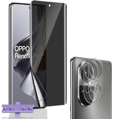 Euukzzea Privacy Pellicola Protettiva per OPPO Reno 10 5G/OPPO Reno 10 Pro 5G, 1 Pezzi TPU Hydrogel Film Protezione Schermo con 2 Pezzi Protezione Obiettivo Fotocamera, Anti Graffio, Anti-Spia