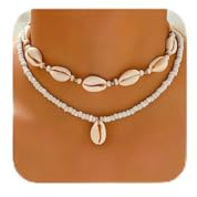 JOOTUEPO Set di Collana Conchiglie Donna, Spiaggia Collana Bohemien Donna, Collana Stelle Marine, Braccialetti di Perle Decorazioni, Multistrato/Regolabile, per Donne e Ragazze