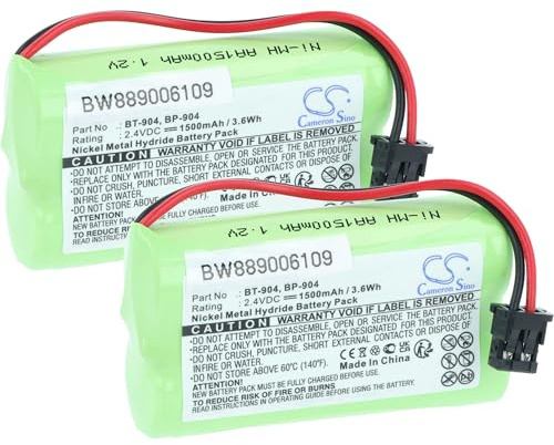 vhbw 2x batteria compatibile con AT&T 17, 50 telefono fisso cordless (1500mAh, 2,4V, NiMH) verde