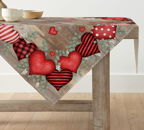 Artoid Mode Planken Amore Cuore Eucalipto San Valentino, biancheria da tavola stagionale, festa della mamma, tavolo cucina, decorazione per interni, vacanze, feste, decorazione 100x100 cm