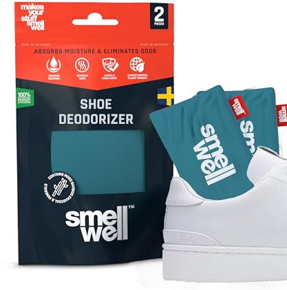 SmellWell - Scented Shoe Deodorizers - Odor Eliminators - Activated Bamboo Charcoal + Minerals - Natural Deodorizers for Shoes, Bags, Gloves - 2 x 51 g, Original Format, Black