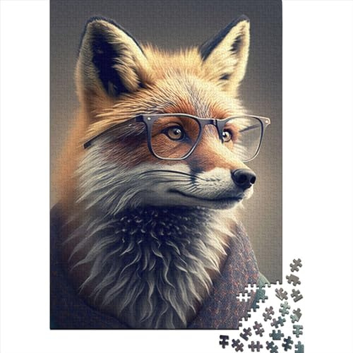 Rompecabezas de 1000 Piezas con diseño de Zorro Hipster Vestido. Ideal para Adultos y niños. Medidas: 38 x 26 cm Navidad.